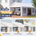 thumbnail image 5 of Mellcom 13' x 20' Carport, Heavy Duty Portable Garage with Side Doors and Removable Sidewalls, All-Season Car Port for Car,SUV,Truck,White, 5 of 7