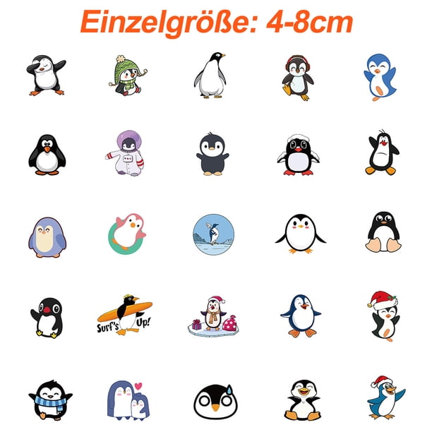 100 pegatinas de pingüino para coche, portátil, teléfono, guitarra, monopatín, motocicleta, juego de pegatinas de vinilo impermeables, estéticas, adecuadas para adolescentes, niños y adultos