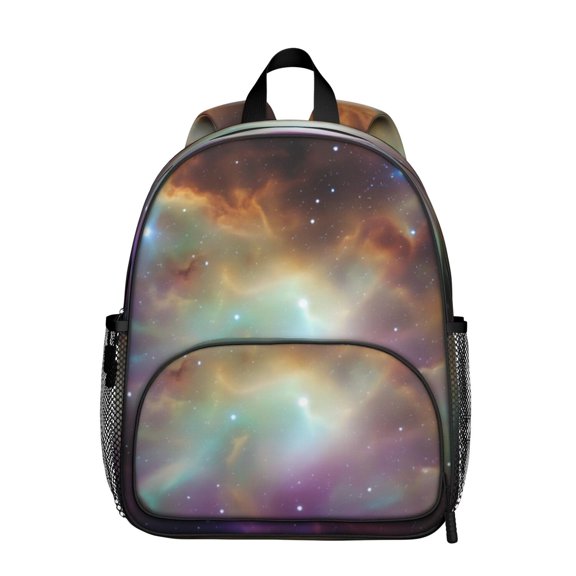 Colorful Starry Sky and Universe Backpack for School, Cute School Bag with Adjustable Shoulder Straps and Padded Back, 13.8"x11.4"x6"