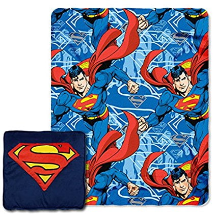 Pillows And Throws - Warner Brothers Superman, 'Metropolis Shield' 3D 14' by 14' Pillow and 40' by 50' Fleece Throw in Pocket Set by The Northwest Company