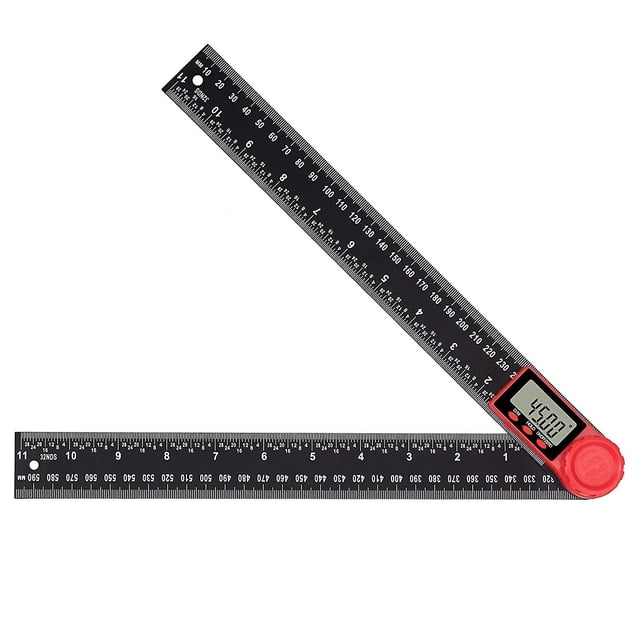Transportador digital Lcd de 0-300 mm 2 en 1, con pantalla Lcd, configuración cero, función de bloqueo y cambio de grado, 0-360 para artesanos, bricolaje, negro, una pieza