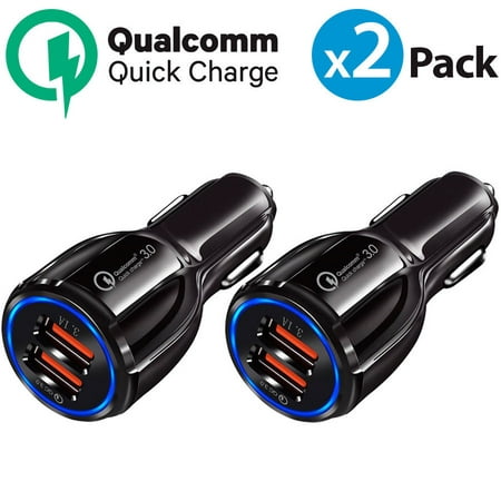 2 Pack Dual USB QualComm Quick Charge Car Charger Fast Dual-Port USB For iPhone X iPhone 8 Plus Samsung Galaxy S8 S8+ Plus S9 S9+ Plus Note 9 S7 Edge Note 4 LG G7 OnePlus 5 Google Pixel 2 XL
