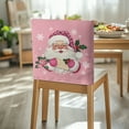 thumbnail image 3 of TSOVTHRID Chair Back Cover for Dining Room Removable Chair Slipcovers Decorative Chairs Covers for Kitchen Hotel Banquet Holiday Party Christmas Decor, Santa Claus Holly Rose Pink Print, Set of 2, 3 of 7