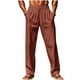 thumbnail image 2 of Pantalones largos de poliéster para hombre, informales, lisos, rectos, con cordón, con bolsillo y cintura elástica, 2 of 7