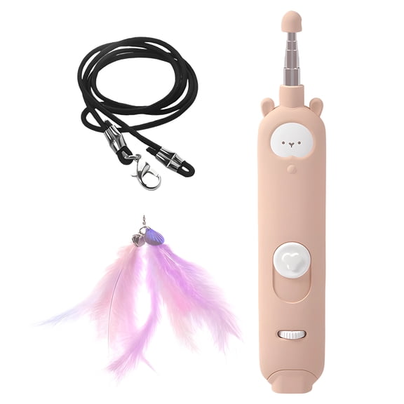 BESTSKY 2PCS Cat Laser Pointer Toy with 3 Colors & 5 Patterns, Telescopic Pole with Feathers and lazer pointer for cat for Fun Indoor Play, Cat Gifts for Families with Cats, Orange