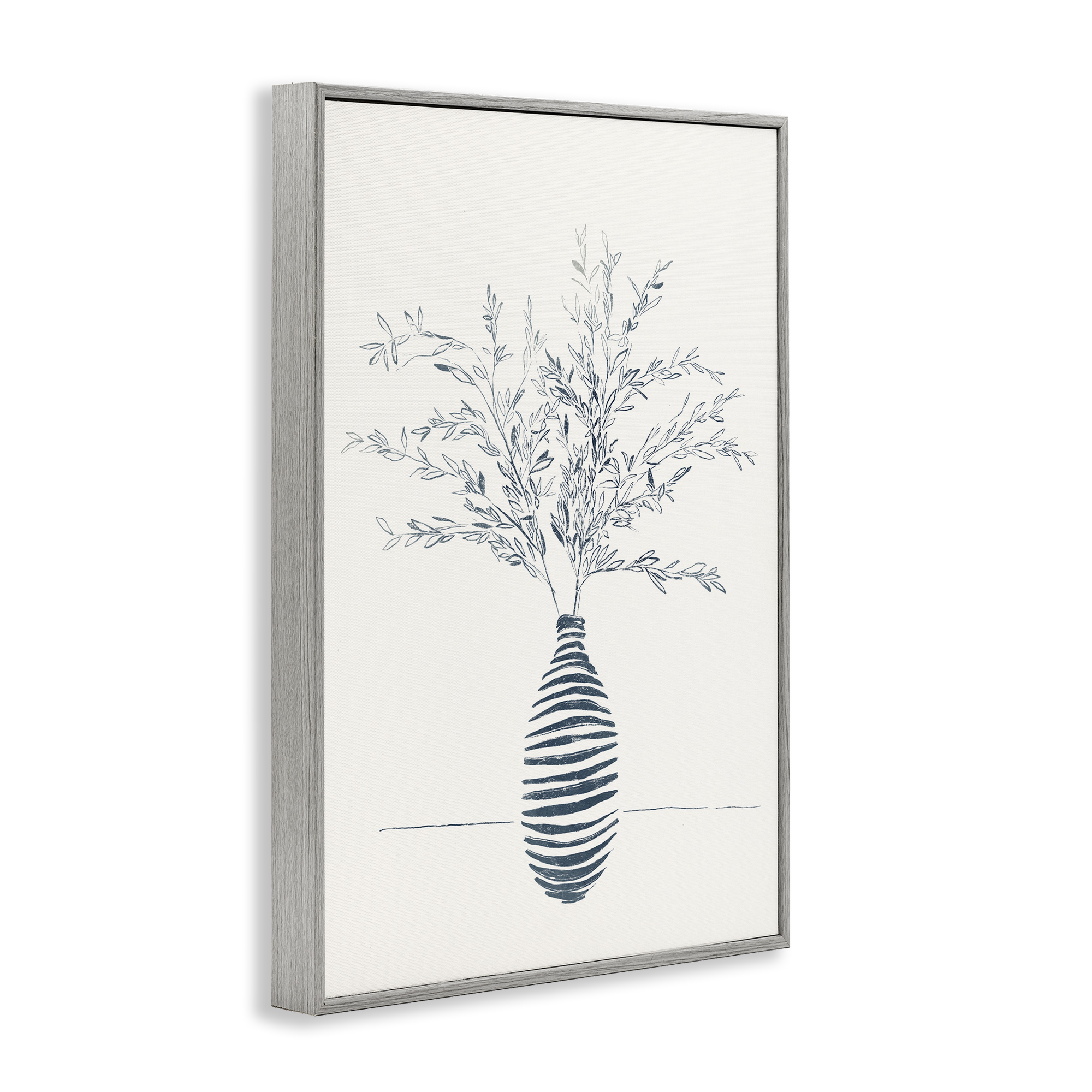 Stupell Industries Minimal Herb Vase Botanical & Floral Painting Gray Framed Art Print Wall Art, 20 x 30