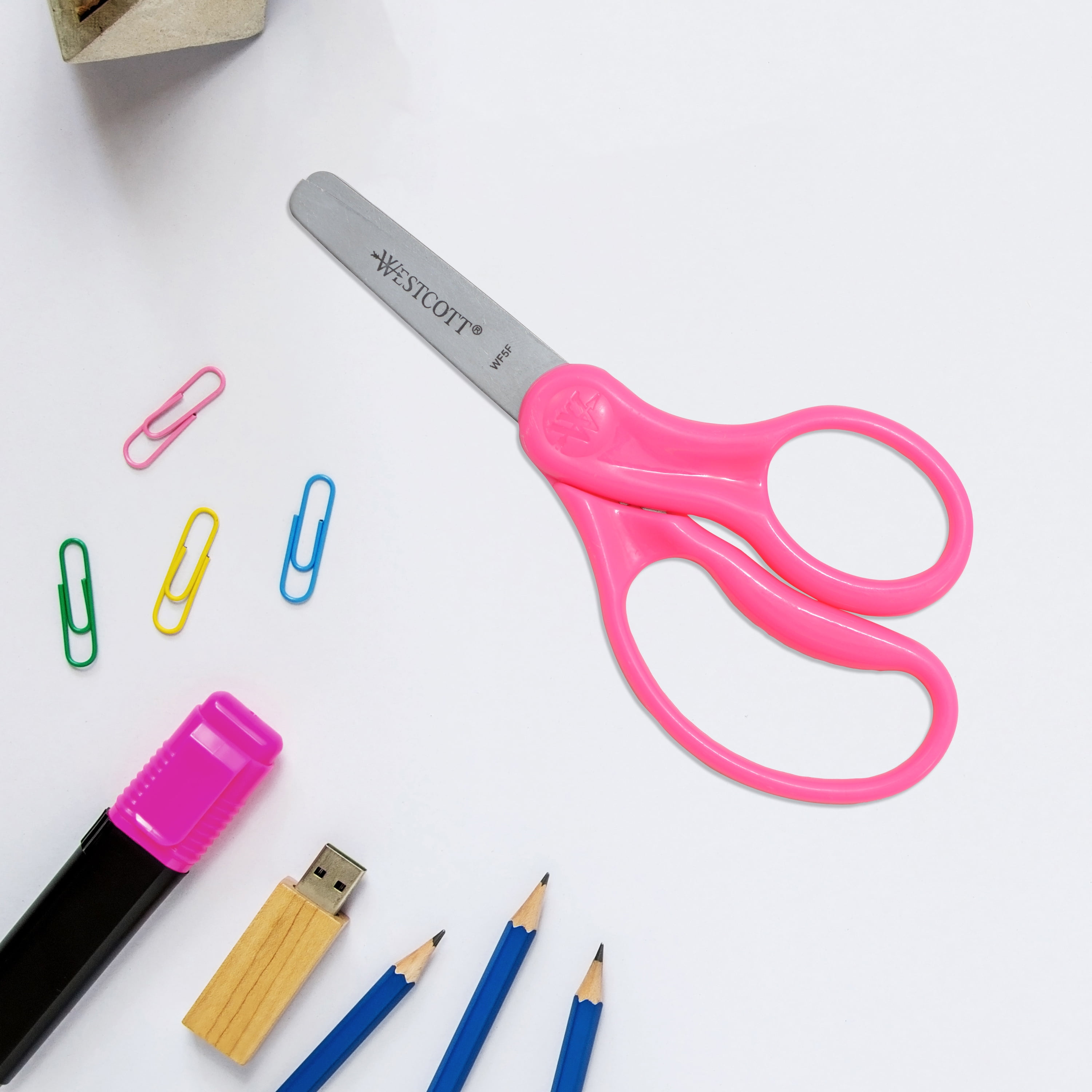 Westcott Right- & Left-Handed Scissors For Kids, 5?? Blunt Safety Scissors  Pink - The Book Jungle Jamaica