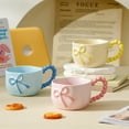 thumbnail image 3 of Farcauo Bow Coffee Mug Yellow Coquette Coffee Mugs Set with Saucer 12 OZ Personalized Porcelain Tea Cup Bow Cute mug for Women Girl, 3 of 7