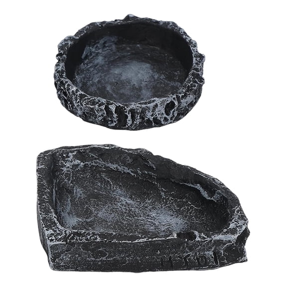 Koiauber Reptile Feeding Dish Realistic Stone-Like Reptile Water Dish Food Bowl Terrarium Reptile Feeding Corner Bowl