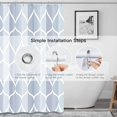 thumbnail image 3 of Light Blue Geometric Shower Curtain, Waterproof Design and Polyester, Quick-Drying, Weighted Hem, Blue Fabric Shower Curtains Set for Bathroom W 72 x H 72, Machine Washable with 12 Hooks, 3 of 6