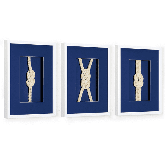 American Art Decor Naut Shore Framed Wall Decor Knots - 11" x 14"