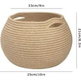 thumbnail image 2 of Storage Basket, Kvago Cute Round Woven Baskets with Handles, Small Cotton Rope Basket Decorative Organizer for Living Room, Nursery (Jute, 9.84" x 9.06" x 8.27" ), 2 of 7