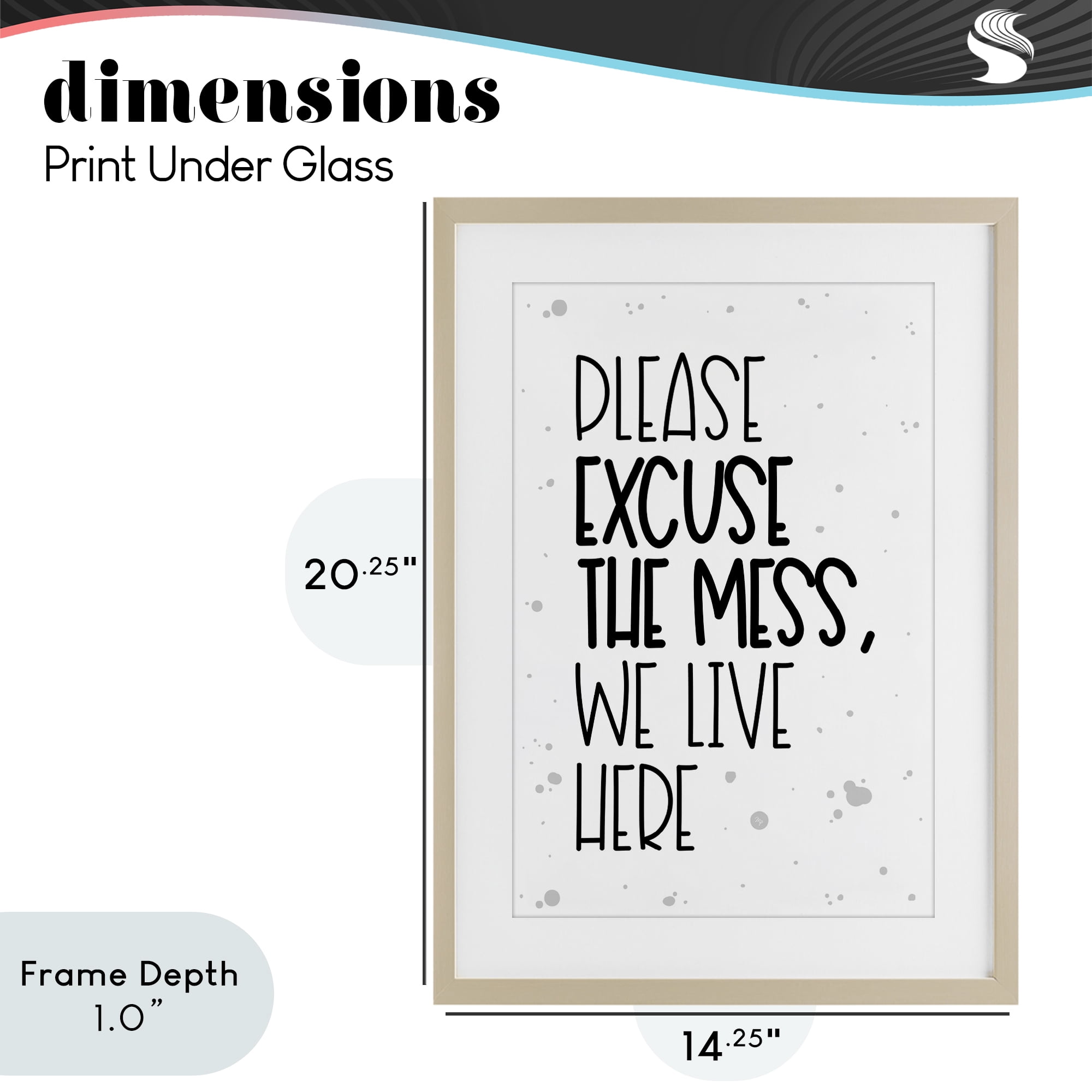 Stupell Industries Excuse the Mess Bold Birch Framed Print Under Glass, design by Martina Pavlova