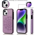 thumbnail image 6 of Design for iPhone 14 Plus Case with Tempered Glass Screen Protector Credit Card Holder Slot, PU Leather Wallet Phone Cases Kickstand Protective Cover for iPhone14plus iP14+ Women 6.7" Purple, 6 of 7