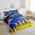 thumbnail image 3 of Castle Fairy Football Full Size Comforter Sets for Teens Boys,Yellow Blue Bedding Sets, 3 of 8