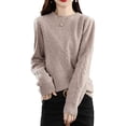 thumbnail image 1 of Maydear Womens Crewneck Cable Wool Sweater, Casual Long Sleeve Pullover Tops, 1 of 5