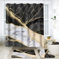 thumbnail image 3 of FRAMICS Black Gold Marble Shower Curtain Sets with Rugs, 16 Pc Modern Abstract Bathroom Sets, Waterproof Fabric Bathroom Curtain Decor with Hooks, 3 of 9