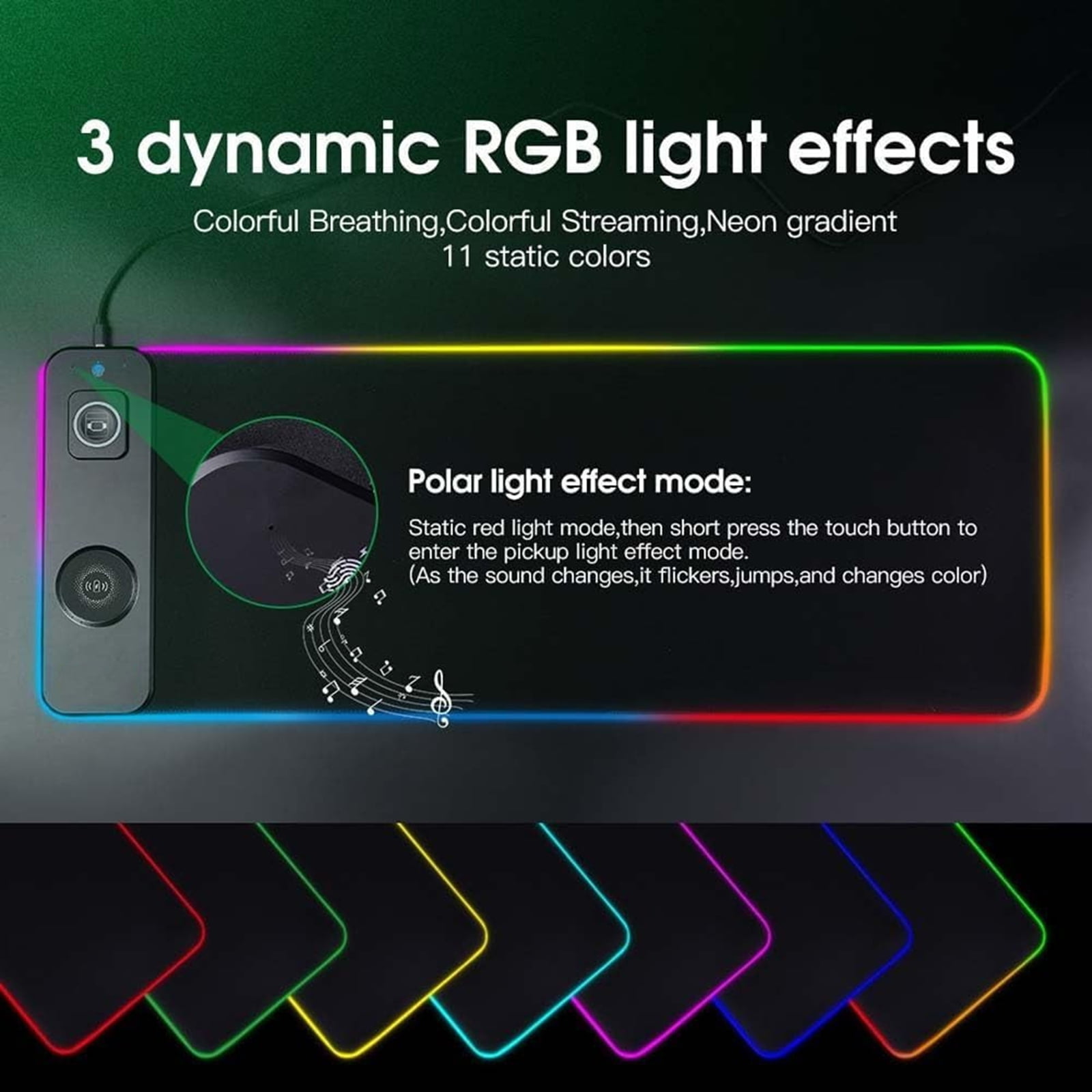 Bxaolu Wireless Charging Mouse Pad, RGB Gaming Mousepad, 31.5"x11.8" Large Desk Pad, 15Light Modes, Ultra-Smooth Surface, Non-Slip Base, Computer Keyboard Mat for MacBook, PC, Laptop, Black