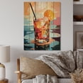 thumbnail image 2 of Designart "Cocktail Colorful Drink Minimalistic wall art III" Food & Beverage Print on Natural Pine Wood, 2 of 5