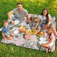 thumbnail image 7 of Pink Background Delicate Blossom Pattern Picnic Blanket Waterproof Outdoor Beach Blanket Hand-held Pad Suitable for Travel, Camping, Beach, Family Gatherings, 7 of 7