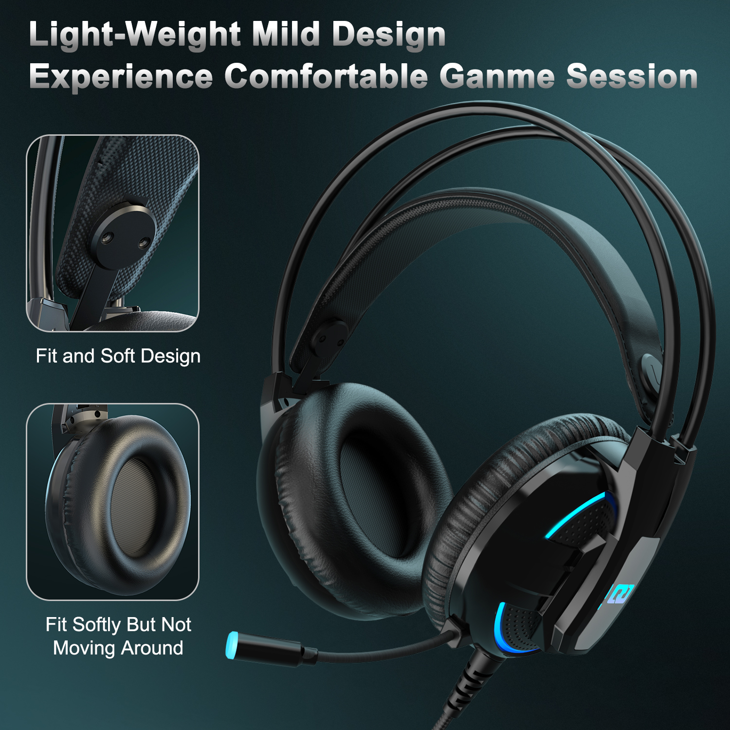 Cshidworld Gaming Headset with 7.1 Surround Sound & LED Light photo 4