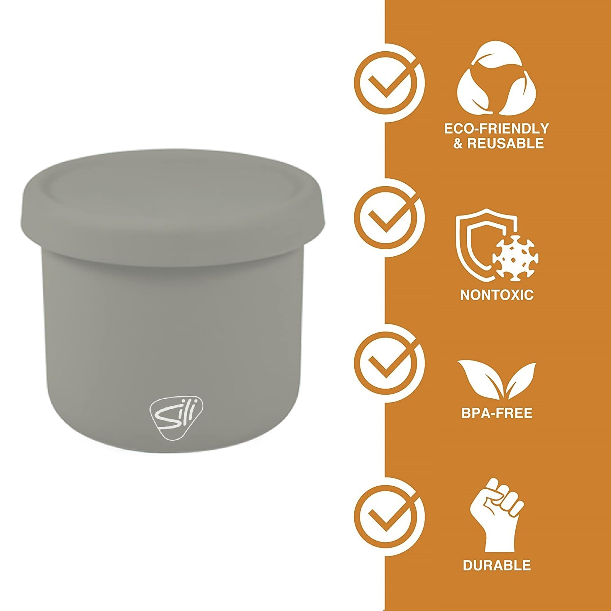 Silipint: Silicone 10oz Lidded Bowls: 2 Pack Moonstone - Unbreakable, Flexible, Microwave-Oven-Dishwasher, Non-Slip