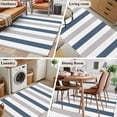 thumbnail image 6 of Blue Gray Striped Large Area Rugs for Bedroom Living Room, Soft Non Slip Carpet Bedside Rug, Farmhouse Stripe Art Rectangular Floor Cover Kitchen Accent Rug 3'x5' for Dining Room/Office, 6 of 9