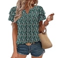 thumbnail image 6 of cocolona Womens Summer Casual Dressy Blouse V Neck Ruffle Short Sleeve Front Pleated Tops Fashion Floral Print T-Shirts, 6 of 6
