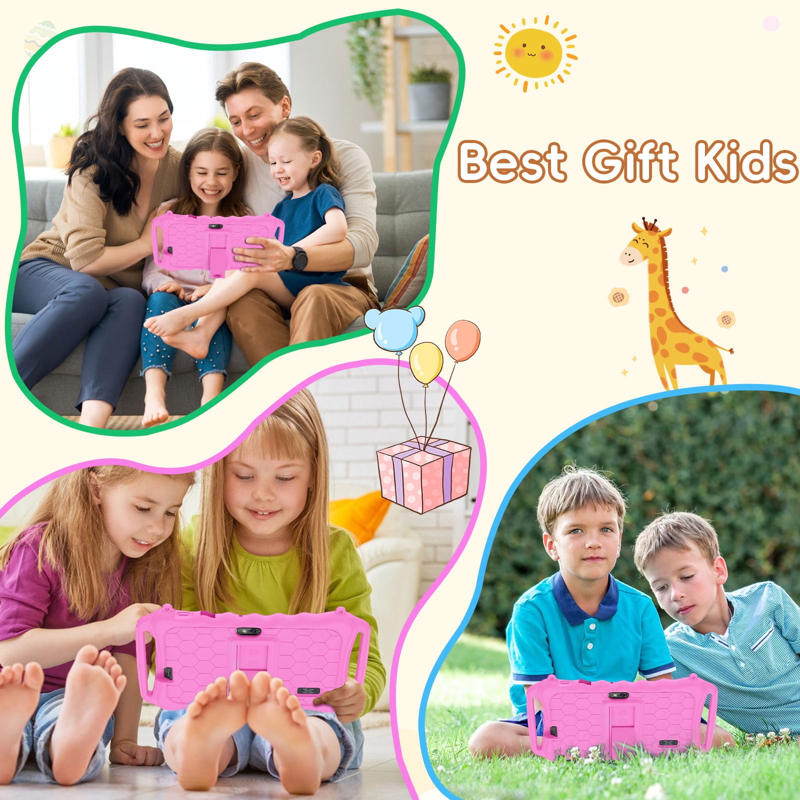 Kids Tablet, 7 inch Android 11 Tablet for Kids, 6(2+4) GB RAM 32GB ROM, Toddler Tablet with Bluetooth, GPS,WiFi,Parental Control, Dual Camera,Shockproof Case,Kids App Pre-Installed