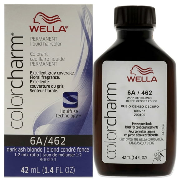 Tinte líquido permanente para cabello Wella Color Charm 462 6A Rubio ceniza oscuro 1,42 oz