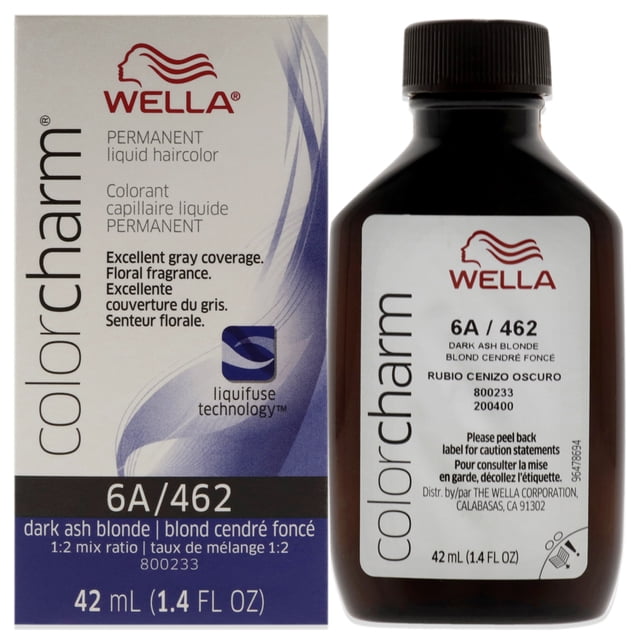 Tinte líquido permanente para cabello Wella Color Charm 462 6A Rubio ceniza oscuro 1,42 oz