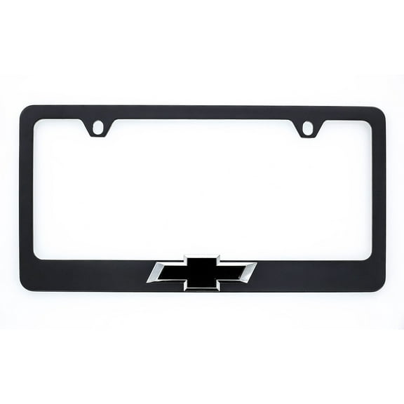 3D Chevy Black Bowtie Black Metal License Plate Frame Holder wide bottom