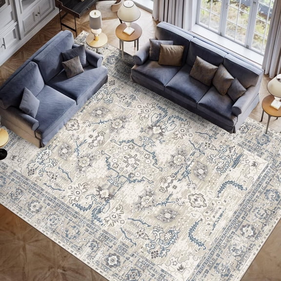 Cozylore 5'x7' Area Rugs for Living Room Modern Rug Soft Low Pile Non Slip Carpet Machine Washable Indoor Rug for Bedroom Dining Room, Blue