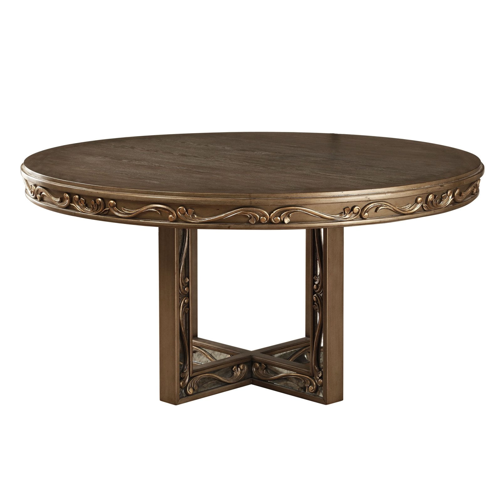 acme orianne dining table in antique gold