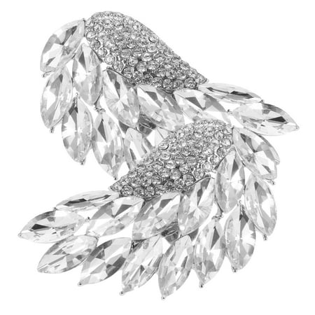 FRCOLOR 2pcs Rhinestone Angle Wing Shoe Clip Women Lady Diy Clothes Bags Shoes Charms Accessories Crystal Shoes Jewelry Charms For Flats High Heels Decor Silver