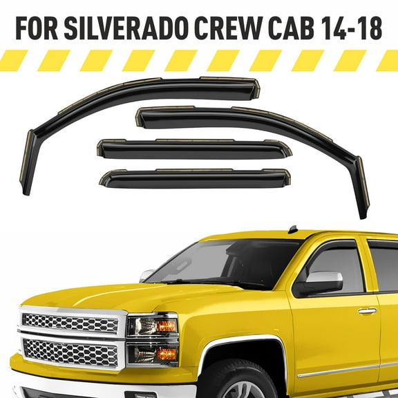 AEROGUYS Extra Durable Window Deflectors In-Channel Window Visors Rain Guards Fit for Chevy Silverado 1500 2014-2018 Crew Cab, Sun Visors, Wind Vent Visors, Car Accessories - 4 pcs. AG0758