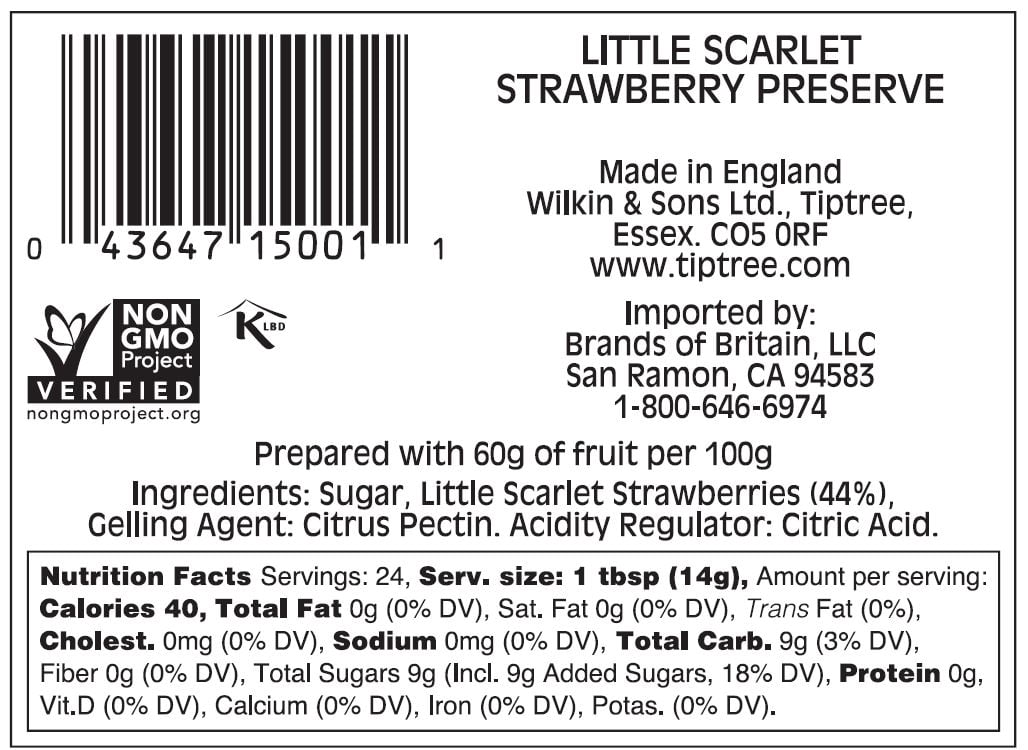 Tiptree Little Scarlet Strawberry Conserve 12 Oz Jar