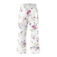 thumbnail image 3 of QATAINLAV Women's Casual Pants & Capris 2024 Summer Linen Cropped Trousers Drawstring Straight Leg Beach Pants Trendy Floral Print Capri Pants with Pockets Todays Daily Sales Multicolor XL, 3 of 5