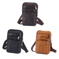 thumbnail image 3 of enqiretly Men Waist Bag Solid Color Multi Pocket Vintage Portable Replacement Rectangular Crossbody Car Key Storage Pack Pouch Coffee, 3 of 9
