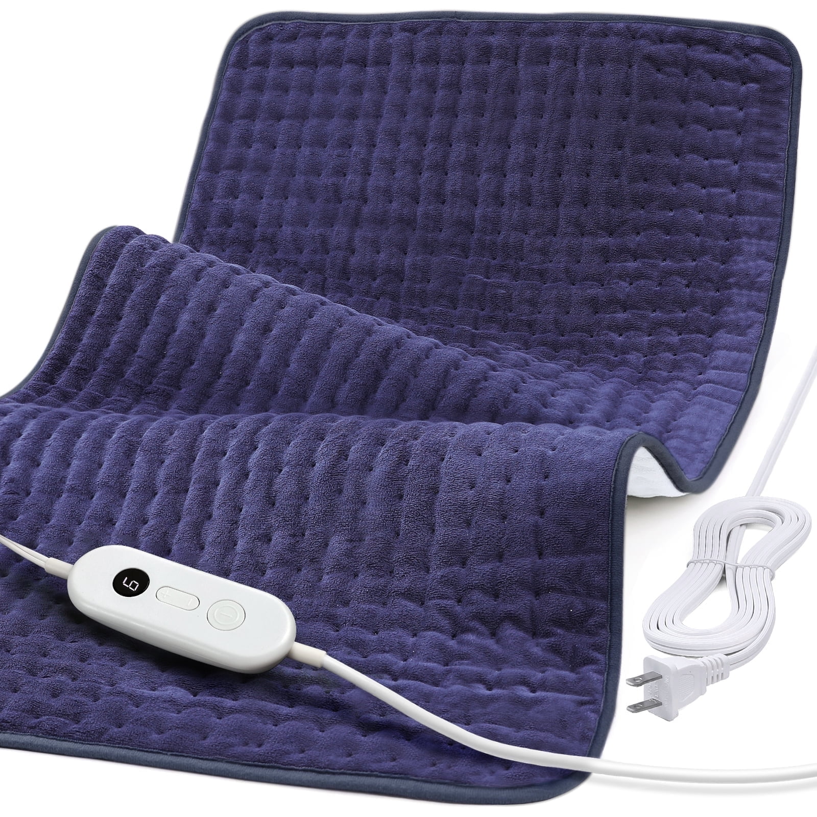 TaoTronics Extra Large Electric Heating Pad for Back, Neck, and Shoulders - 6 Fast Heat Settings, Auto Off, Machine Washable - 33''×17'' - Navy
