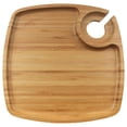 thumbnail image 2 of BambooMN 10" x 10" Bamboo Ecoware Reusable Dinnerware Cup Wine Holder Square Plates (Grooved) for Catered Events, Holidays, or Home Use Supplies, 4 Pcs, 2 of 7
