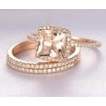 thumbnail image 2 of Sale 3 Carat 6mm Princess Cut Morganite Trio Wedding Bridal Ring Set In 10K Rose Gold With One Engagement Ring And 2 Wedding Bands, 2 of 3