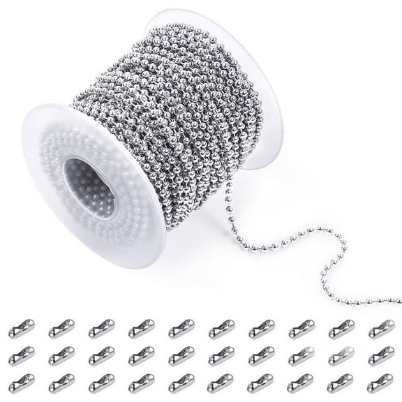 Alexcraft 48Ft Gold Plated Chain for Jewelry Making Stainless Steel Bead Link Chain with Jump Rings Connectors Jewelry Supplies Findings