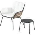 thumbnail image 6 of Hanover Naya 4-Piece Chat Set in White featuring a 40,000 BTU Column Fire Pit with Glass Burner Enclosure, 6 of 18