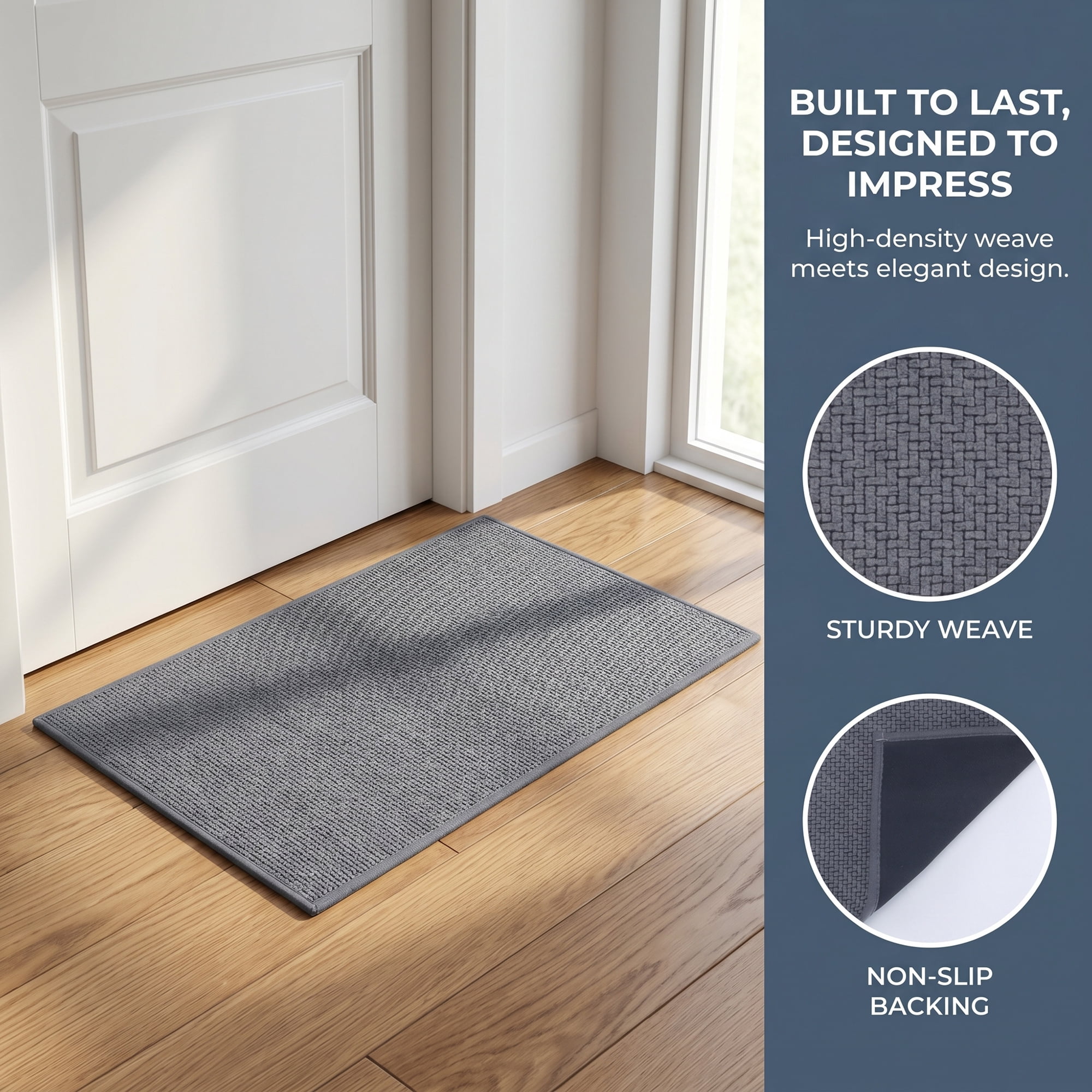 Unique Bargains Non-Slip Entrance Scraper Rug Natural Jute Doormat Grey 30" x 18"