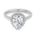 thumbnail image 3 of Ayanna - Moissanite Pear Shape Halo Lab Diamond Engagement Ring with Sidestones, 3 of 5