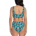 thumbnail image 3 of Daiia Skull Cat Women's Bikini Set Two Piece Swimsuit High Waisted Bikini Adjustable Straps Bikini Perfect for Beach, Pool, and Summer Vacation-XX-Large, 3 of 9