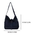 thumbnail image 2 of Bolso de mensajero Simple para mujer bolso de viaje femenino de Color sólido con correa ajustable de mezclilla, 2 of 9