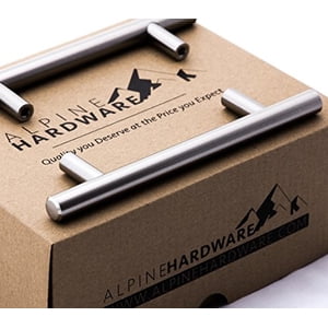 Image of alpine hardware %7C 25pack ~ 3-3/4" (96mm) hole center %7C solid stainless steel, bar handle pull with a fine-brushed satin nickel finish %7C kitchen cabinet hardware/dresser drawer handles