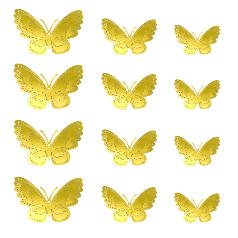 Kozart 3D Butterfly Wall Stickers 12PCS Rose Gold Butterfly & Gold